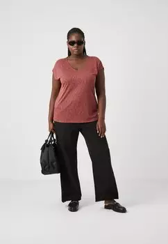 Футболка с принтом Carmerla In One V Neck Tee Only, темно-красный