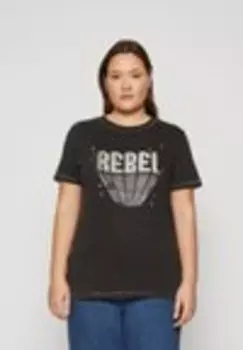 Футболка с принтом CARMIKO LIFE MONOCHROME TEE Only Carmakoma, черный