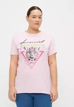 Футболка с принтом CARMIKO LIFE WASHED TEE ONLY Carmakoma, розовый