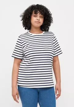 Футболка с принтом CARNEW SOPH STRIPE TEE ONLY Carmakoma, кремовый