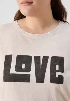 Футболка с принтом CARRELO LIFE O NECK TEE ONLY Carmakoma, серый