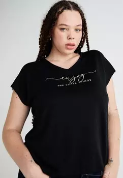 Футболка с принтом CARRINA V NECK ONLY Carmakoma, черный