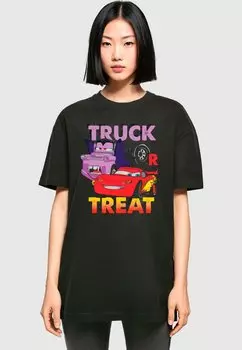 Футболка с принтом CARS HALLOWEEN TRUCK OR TREAT OVERSIZED BOYFRIEND ABSOLUTE CULT, черный