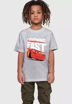 Футболка с принтом CARS LIGHTNING FAST ABSOLUTE CULT, цвет heather grey