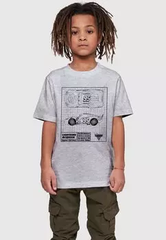 Футболка с принтом CARS LIGHTNING MCQUEEN ABSOLUTE CULT, цвет heather grey