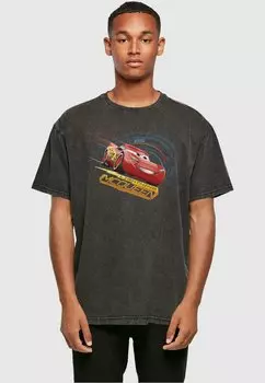 Футболка с принтом Cars Lightning Mcqueen Acid Washed ABSOLUTE CULT, черный