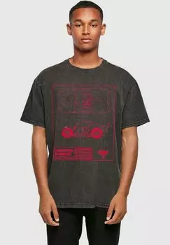 Футболка с принтом Cars Lightning Mcqueen Blueprint Acid Washed ABSOLUTE CULT, черный