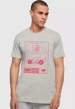 Футболка с принтом CARS LIGHTNING MCQUEEN BLUEPRINT ABSOLUTE CULT, цвет heather grey