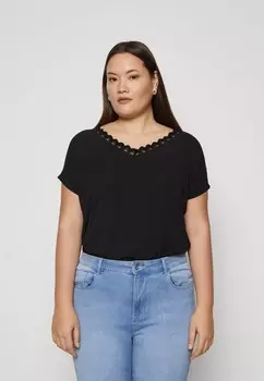 Футболка с принтом CARTANI V NECK ONLY Carmakoma, цвет black