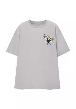 Футболка с принтом CARTOON NETWORK PULL&BEAR, серый