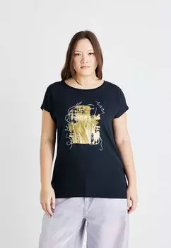 Футболка с принтом CARVIGGA LIFE MIX TEE ONLY Carmakoma, темно-синий