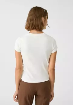 Футболка с принтом CAT Stradivarius, белый