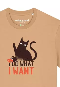 Футболка с принтом CAT watapparel, бежевый