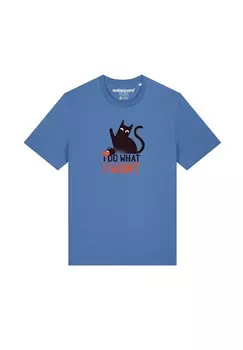 Футболка с принтом CAT watapparel, светло-голубой