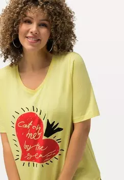 Футболка с принтом CATCH ME BY THE SEA GRAPHIC Ulla Popken, желтый