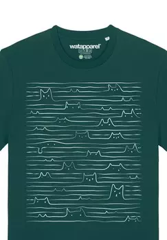 Футболка с принтом CATS watapparel, темно-зеленый