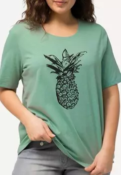 Футболка с принтом CAVIAR BEAD SHORT SLEEVE PINEAPPLE TEE Ulla Popken, светло-зеленый