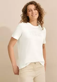 Футболка с принтом Cecil, молочный