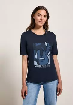 Футболка с принтом Cecil, темно-синий