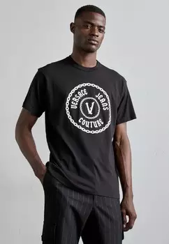 Футболка с принтом CHAIN Versace, черный