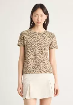 Футболка с принтом CHEETAH SHORT SLEEVE TEE LOGO BAR DKNY, мультиколор
