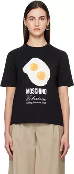 Футболка с принтом «Черные яйца» Moschino, Multi black