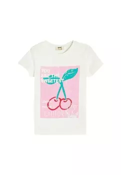 Футболка с принтом CHERRY PRINTED Koton, белый