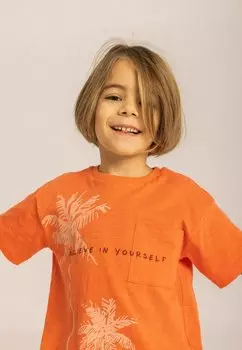 Футболка с принтом CHEST POCKET MINOTI, цвет coral