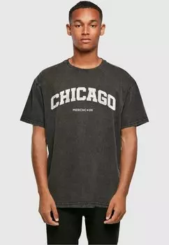 Футболка с принтом CHICAGO WORDING ACID WASHED Merchcode, цвет black
