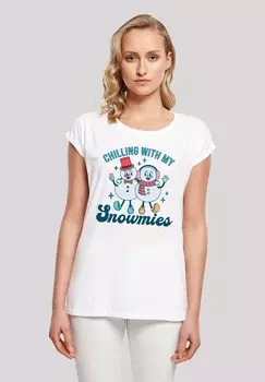Футболка с принтом CHILLING WITH MY SNOWMIES F4NT4STIC, белый