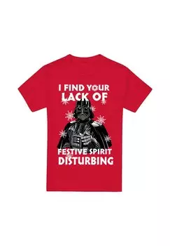 Футболка с принтом CHRISTMAS DARTH VADER LACK OF SPIRIT Star Wars, красный
