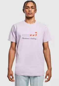 Футболка с принтом CHRISTMAS LOADING ROUND NECK Merchcode, сиреневый
