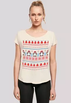 Футболка с принтом CHRISTMAS PINGUIN F4NT4STIC, песочный