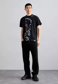 Футболка с принтом CHROME Versace, черный