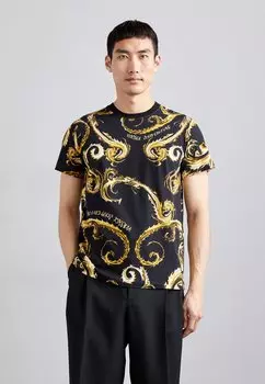 Футболка с принтом Chromo Versace, черный/золотой
