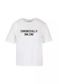 Футболка с принтом CHRONICALLY ONLINE Mister Tee, белый