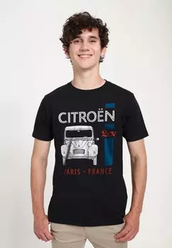 Футболка с принтом CITROEN PARIS FRANCE SINGLE STRIPE Henry Tiger, черный