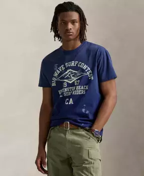 Футболка с принтом Classic-Fit из джерси Polo Ralph Lauren, синий