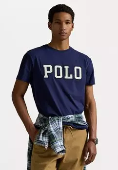 Футболка с принтом CLASSIC FIT LOGO Polo Ralph Lauren, темно-синий