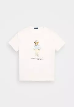 Футболка с принтом CLASSIC FIT POLO BEAR JERSEY T SHIRT Ralph Lauren, кремовый