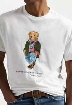 Футболка с принтом CLASSIC FIT POLO BEAR JERSEY T SHIRT Polo Ralph Lauren, белый