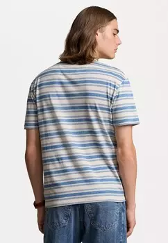 Футболка с принтом CLASSIC FIT STRIPED SLUB JERSEY T-SHIRT Ralph Lauren, светло-голубой