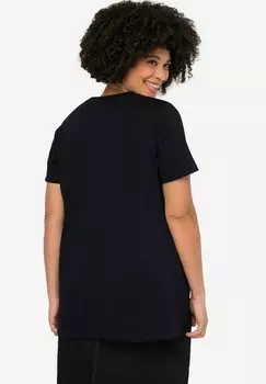 Футболка с принтом CLASSIC FIT ZIERSTEINCHEN-BRUSTTASCHE RUNDHALS Angel of Style, черный