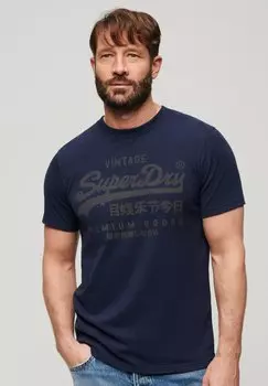 Футболка с принтом CLASSIC HERITAGE Superdry, синий