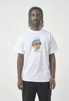 Футболка с принтом CLASSIC LIVE SLOW DIE OLD Cleptomanicx, белый