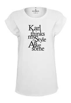 Футболка с принтом CLASSIC ROLL UP AWESOME Be Famous, белый