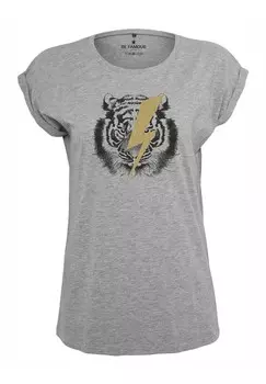 Футболка с принтом CLASSIC ROLL UP TIGERFLASHPHO Be Famous, серый