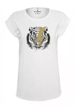 Футболка с принтом CLASSIC ROLL UP TIGERFLASHPHO Be Famous, белый
