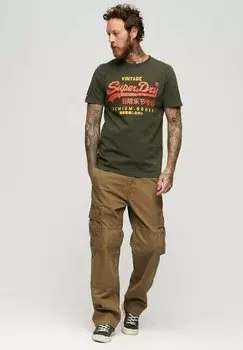 Футболка с принтом CLASSIC VINTAGE LOGO HERITAGE Superdry, цвет olive