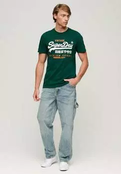 Футболка с принтом CLASSIC VINTAGE LOGO HERITAGE Superdry, зеленый